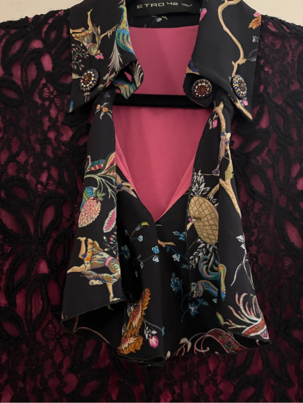 ETRO Italy Lace Pattern Silk Midi Dress - Picture 10 of 11